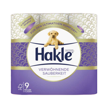 Hakle Verwöhnende Sauberkeit, Toilettenpapier 4-lagig, weiß mit Prägung, 9 x 140 Blatt